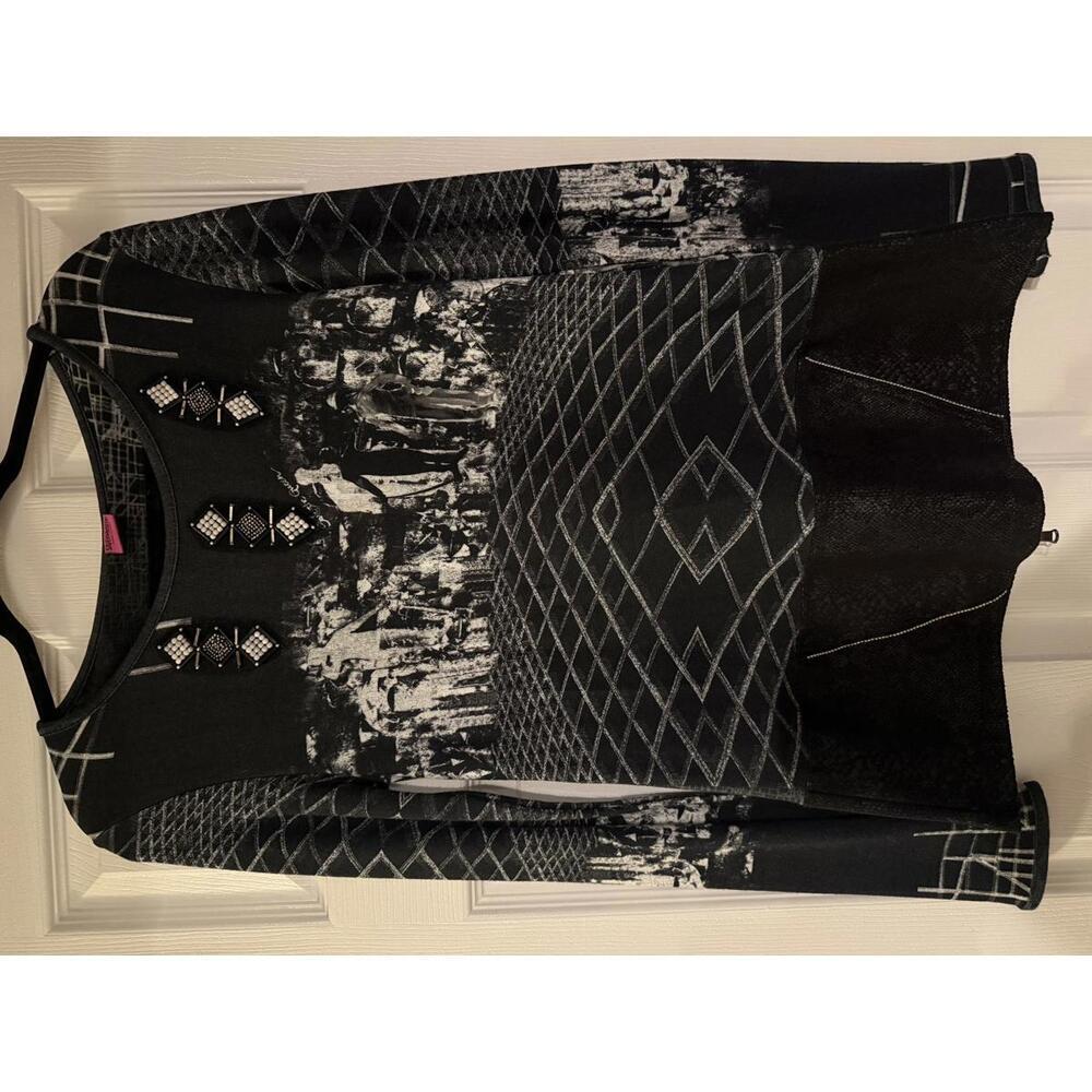 Vintage Save The Queen! Cyber Goth Graphic Long Sleeve Top - Size Small